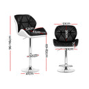Artiss 2x Bar Stools Gas Lift Padded Leather Black & White-3