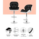 Artiss 2x Bar Stools Gas Lift Padded Leather Black & White-8