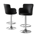 Artiss 2x Leather Bar Stools Swivel Adjustable Gas Lift PU Counter Chairs Black-1