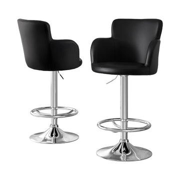 Artiss 2x Leather Bar Stools Swivel Adjustable Gas Lift PU Counter Chairs Black