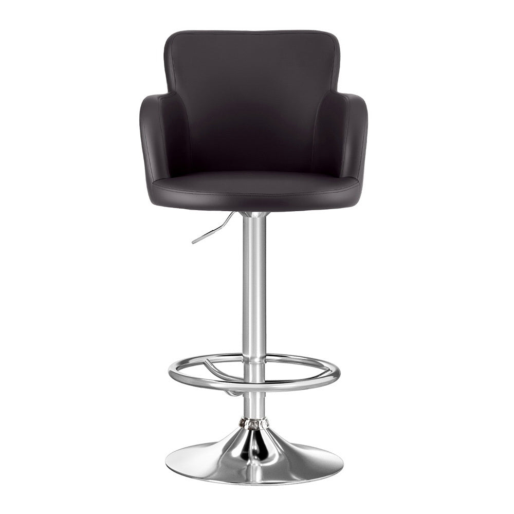 Artiss 2x Leather Bar Stools Swivel Adjustable Gas Lift PU Counter Chairs Brown