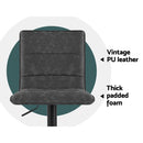 Artiss 2x Bar Stools Gas Lift Vintage Leather Grey-7