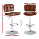 Artiss 2x Bar Stools Kitchen Swivel Gas Lift Counter Chair Tuft PU Leather Brown-2