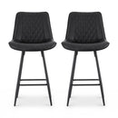 Artiss 2x Bar Stools Kitchen Dining Chair Counter Stool Diamond PU Leather Black-3