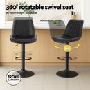 Artiss 2x Bar Stools Kitchen Swivel Gas Lift Counter Chair Diamond Leather Black-4