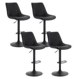 Artiss 4x Bar Stools Kitchen Swivel Gas Lift Counter Chair Diamond Leather Black