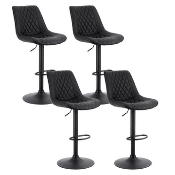 Artiss 4x Bar Stools Kitchen Swivel Gas Lift Counter Chair Diamond Leather Black