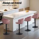 Artiss 4x Bar Stools Gas Lift Velvet Pink-4