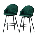 Artiss 2x Bar Stools Velvet Swivel Metal Legs Green-7