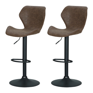Artiss Bar Stools Kitchen Counter Stools Swivel Gas Lift Vintage Chairs Brown x2 - 0