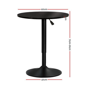 Artiss Bar Table Gas Lift Round Black - 0