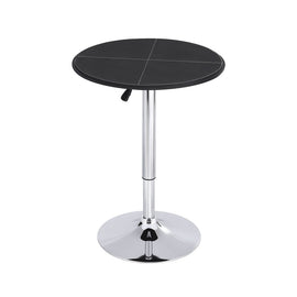 Artiss Bar Table Round Swivel Height Adjustable 62cm Modern PVC Leather Black