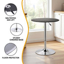 Artiss Bar Table Round Swivel Height Adjustable 62cm Modern PVC Leather Black-6