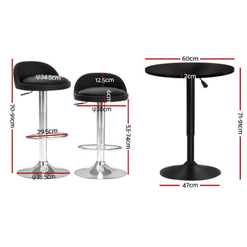 Artiss Bar Table and Stools Set Dining Desk Kitchen Chairs Cafe Pub - 0