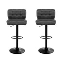 Artiss 2x Bar Stools Gas Lift Leather Padded Grey-5