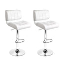 Artiss 2x Bar Stools Gas Lift Leather Padded White-2