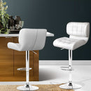 Artiss 2x Bar Stools Gas Lift Leather Padded White-14