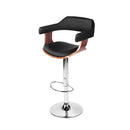Artiss Bar Stools Gas Lift Leather w/Armrest Black-1