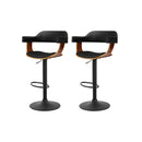 Artiss 2x Bar Stools Gas Lift Leather w/Armrest All Black-7
