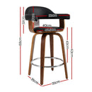 Artiss 2x Bar Stools Leather Seat Wooden Legs-3