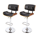 Artiss 2x Bar Stools Gas Lift Leather Black-6