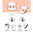 Artiss 2x Bar Stools Gas Lift Leather White-7