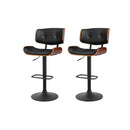 Artiss 2x Bar Stools Gas Lift Leather All Black-7