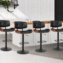 Artiss 4x Bar Stools Gas Lift Leather All Black-8