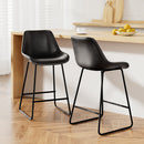 Artiss Bar Stools Kitchen Counter Barstools Leather Metal Chairs Black x2-2