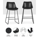 Artiss Bar Stools Kitchen Counter Barstools Leather Metal Chairs Black x2-9