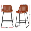 Artiss Bar Stools Kitchen Counter Barstools Leather Metal Chairs Brown x2-3
