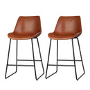 Artiss Bar Stools Kitchen Counter Barstools Leather Metal Chairs Brown x2-14
