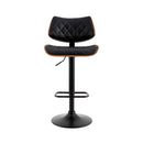 Artiss Bar Stools Kitchen Dining Chairs Gas Lift Stool Wooden Leather Black-3