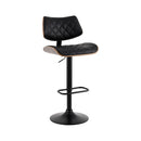Artiss Bar Stools Kitchen Dining Chairs Gas Lift Stool Wooden Leather Black-1