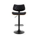 Artiss Bar Stools Kitchen Dining Chairs Gas Lift Stool Wooden Leather Black-6