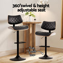 Artiss Bar Stools Kitchen Dining Chairs Gas Lift Stool Wooden Leather Black-7