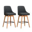 Artiss 2x Bar Stools Swivel Seat Wooden Charcoal-1