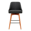 Artiss 2x Bar Stools Swivel Seat Wooden Charcoal-5