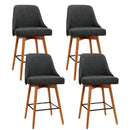 Artiss 4x Bar Stools Swivel Seat Wooden Charcoal-1