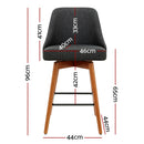 Artiss 4x Bar Stools Swivel Seat Wooden Charcoal-3