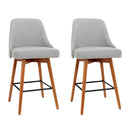 Artiss 2x Bar Stools Swivel Seat Wooden Grey-1