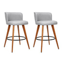 Artiss 2x Bar Stools Linen Padded Wooden Grey-1