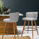 Artiss 2x Bar Stools Linen Padded Wooden Grey-13