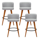 Artiss 4x Bar Stools Linen Padded Wooden Grey-6