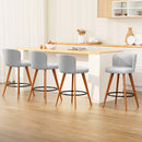 Artiss 4x Bar Stools Linen Padded Wooden Grey-15
