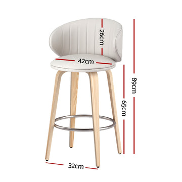 4x Artiss Bar Stools Dining Chairs Contoured Leather Wood Stool - 0