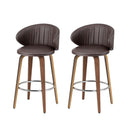 2x Artiss Bar Stools Dining Chairs Contoured Leather Wood Stool-1