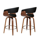 Artiss 2x Bar Stools Swivel PU Seat Wooden-5
