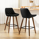Artiss 2x Bar Stools PU Seat Wooden-2