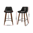 Artiss 2x Bar Stools PU Seat Wooden-3